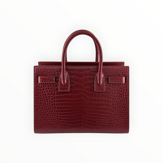 Saint Laurent Burgundy Crocodile Embossed Leather Baby Sac de Jour Tote Bag
