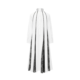 Valentino White & Black Lace Panel High Neck Maxi Shirt Dress Size IT 44
