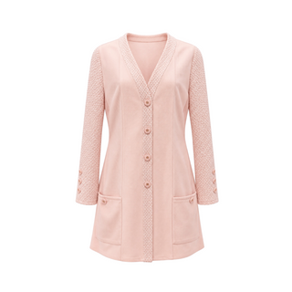Chanel Light Pink Wool Blend Tweed Trim Cardigan and Sleeveless Dress Two-Piece Set