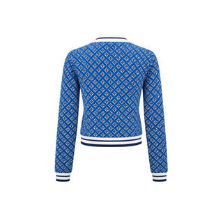 Louis Vuitton Blue Monogram Jacquard Knit Sweater Size S
