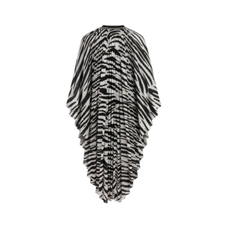 Gucci Black & Silver Zebra Print Pleated Cape Dress Size M