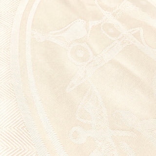 Hermès Ivory Equestrian Jacquard Fringed Stole