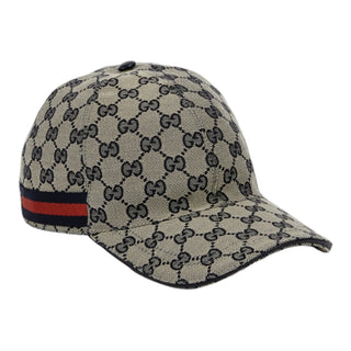 Gucci GG Monogram Canvas Baseball Cap in Beige & Blue