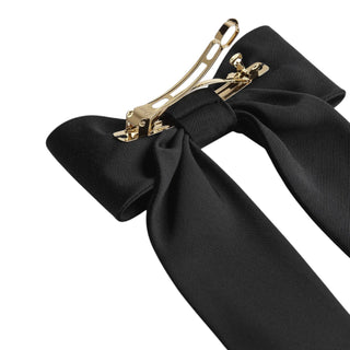 Christian Dior Black Grosgrain Ribbon Bow Hair Clip with CD Signature