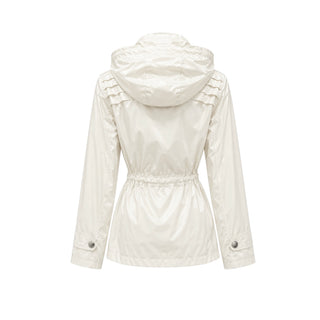Chanel Ivory Ruffle Detail Hooded Drawstring Waist Jacket FR 36
