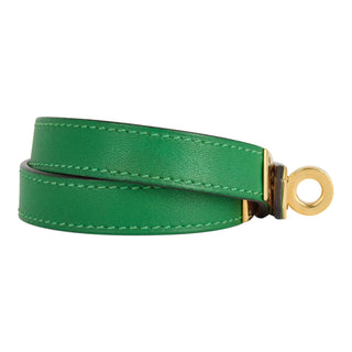 Hermès Kelly Double Tour Bracelet Vert Vertigo Swift Leather Gold Plated