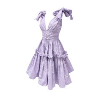 Zuhair Murad Lilac Silk-Blend Ruched Bow Detail Midi Dress Size 32