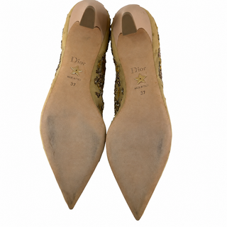 Christian Dior Beige Dioreve Embellished Tulle & Leather Comma Heel Ankle Boots