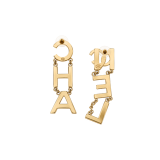 Chanel Gold-Tone CHANEL Letter Drop Earrings