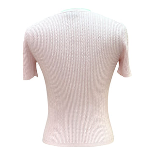 Chanel Pale Pink Cable Knit CC Pocket Top