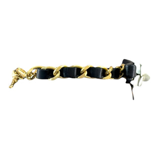 Chanel Gold Camellia Leather Bracelet