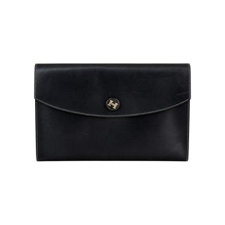 Hermès Noir Vintage Rio Leather Envelope Clutch Bag