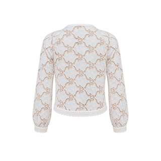 Chanel White Floral Lace Button-Up Jacket/Blouse Size FR 36