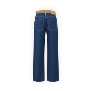 Gucci Blue Denim GG Monogram Waistband Straight-Leg Jeans Size IT 26