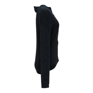 Chanel Black Ribbed V-Neck Velcro Cardigan