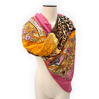 Hermès Pink Jungle Love Cashmere & Silk Shawl 140