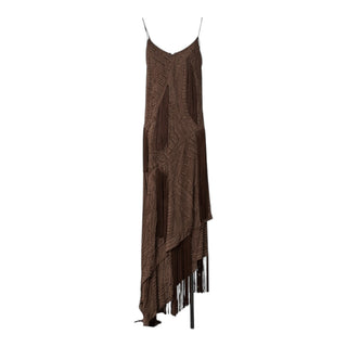 Ralph Lauren Brown Fringe Asymmetrical Maxi Dress