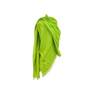 Hermès Lime Green New Libris Cashmere & Silk Jacquard Stole 213 × 75 cm
