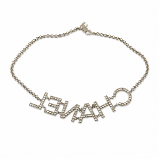 Chanel Champagne Gold-Tone Crystal Logo Letter Necklace/Belt