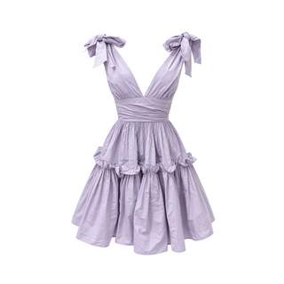 Zuhair Murad Lilac Silk-Blend Ruched Bow Detail Midi Dress Size 32