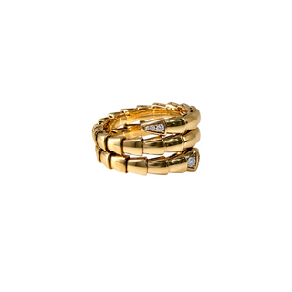 Bulgari Yellow Gold Serpenti Tubogas Diamond Wrap Ring Size 54