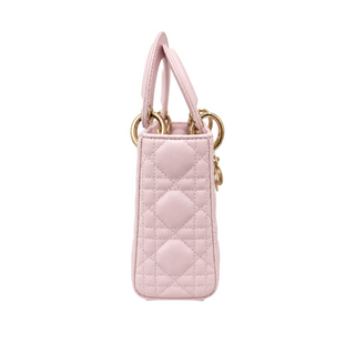Christian Dior Pale Pink Lady Dior Cannage Lambskin Small Bag Gold Hardware