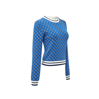 Louis Vuitton Blue Monogram Jacquard Knit Sweater Size S