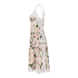 Dolce & Gabbana Pink Lily-Print Silk Midi Dress