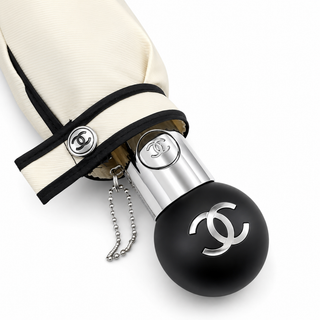 Chanel Black & Ivory CC Logo Folding Umbrella