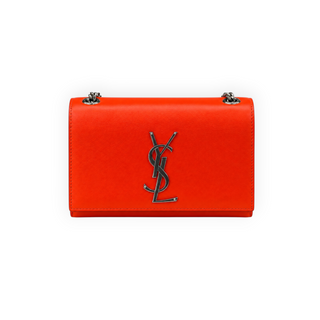 Saint Laurent Bright Orange Small Monogram Kate Leather Crossbody Bag with Silver-Tone Hardware