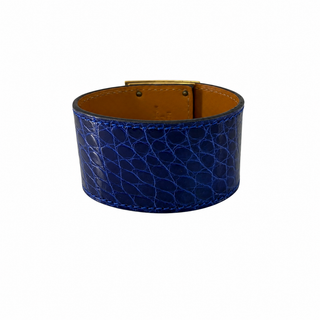 Hermès Blue Kelly Dog Extreme Exotic Leather Bracelet Gold Hardware