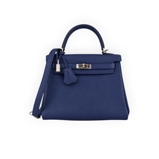 Hermès Blue Togo Kelly 25 Retourne with Palladium Hardware