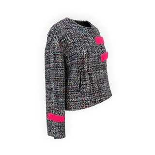 Chanel Multicolour Tweed Jacket with Pink Contrast Details Size FR 36