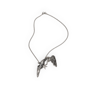 Chanel Silver Tone 2027 Spring Summer CC Logo Bird Multi-Charm Necklace