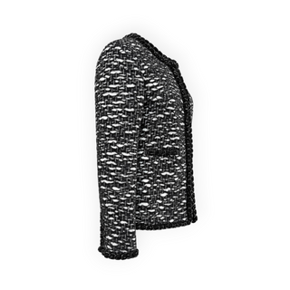 Chanel Black & White Wool Tweed Jacket Size FR 40
