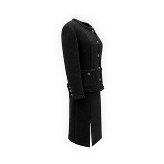 Chanel Black Metallic Tweed Braided Trim Jacket and Skirt Set