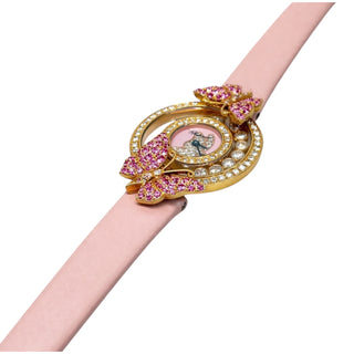 Chopard Pink White Gold Happy Diamond Butterfly Watch