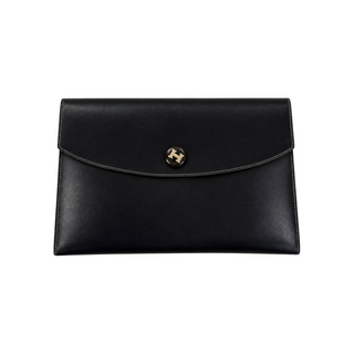 Hermès Noir Vintage Rio Leather Envelope Clutch Bag