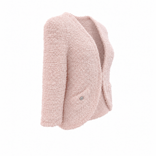 Chanel Pink Textured Jacket & Skirt Set Size FR 36