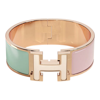Hermès Clic Clac H PM Color Block Sable Sorbet Bracelet Rose Gold Plated