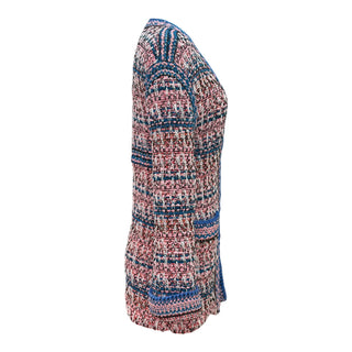 Chanel Pink & Blue Tweed Open Front Longline Cardigan Jacket
