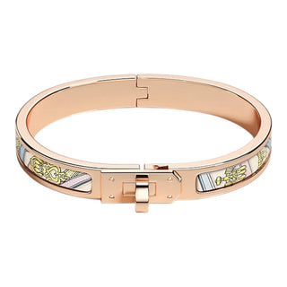 Hermès Mini Clic Kelly Harnais Légendaire Doux Pastel Bracelet Rose Gold Plated