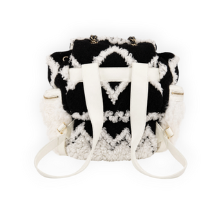 Chanel Black & White Knit Wool and Shearling Fall 2019 Backpack