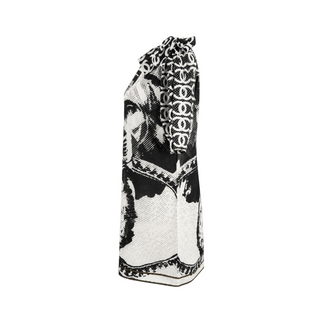 Chanel Black and White Lion Printed Cotton & Silk Tie Detail Top Size 36
