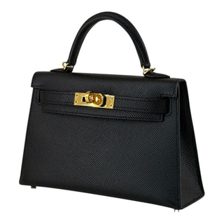 Hermès Mini Kelly II Black Epsom Leather Bag with Gold Hardware