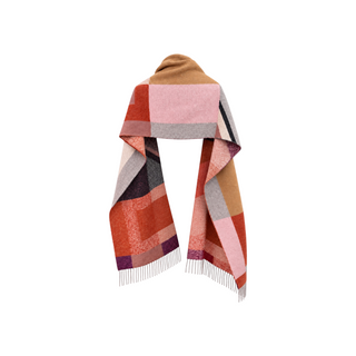 Fendi Multicolour Geometric Cashmere Scarf Wrap with Sheepskin Pockets