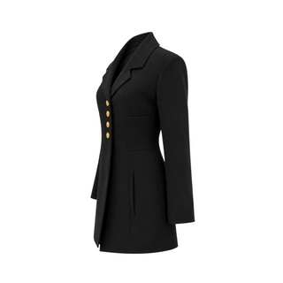 Chanel Black Tailored Longline Blazer Jacket with Gold CC Buttons