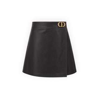 Christian Dior Black Lambskin CD Buckle Skort Size FR 36