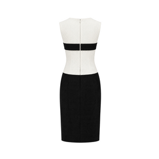 Chanel Black & White Two-Tone Tweed Jacket & Bow Detail Dress Set Size FR 38