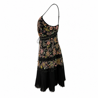 Roberto Cavalli Black Multicolour Floral Embellished Halterneck Mini Dress Size 40